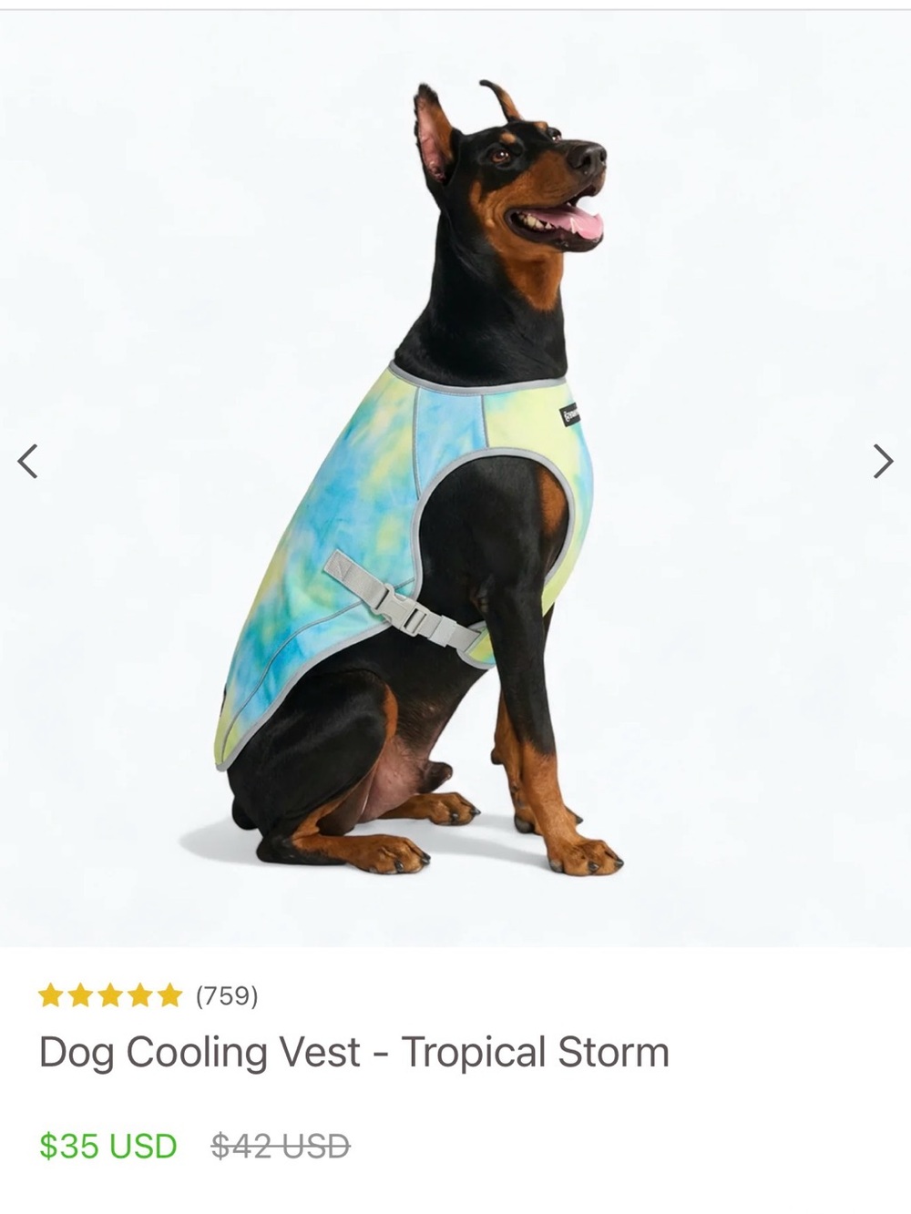 Cooling Dog Vest in Blue & Green Tie-Dye